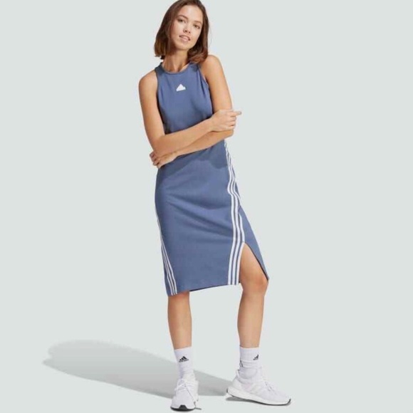 adidas Dresses & Skirts - Adidas W FI 3 Stripe Dress IS3659 Preloved Ink/White Size M